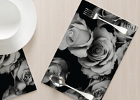 Disposable Placemats - Black & White Roses