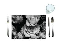 Disposable Placemats - Black & White Roses